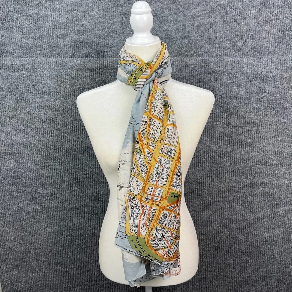 One Hundred Stars Scarf Wrap Womens New York City Subway Street Map Lightweight